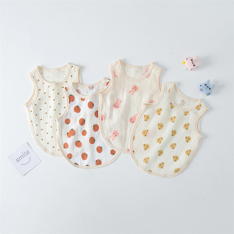 Baby Printed Pattern Pure Cotton Thin Apron In Summer