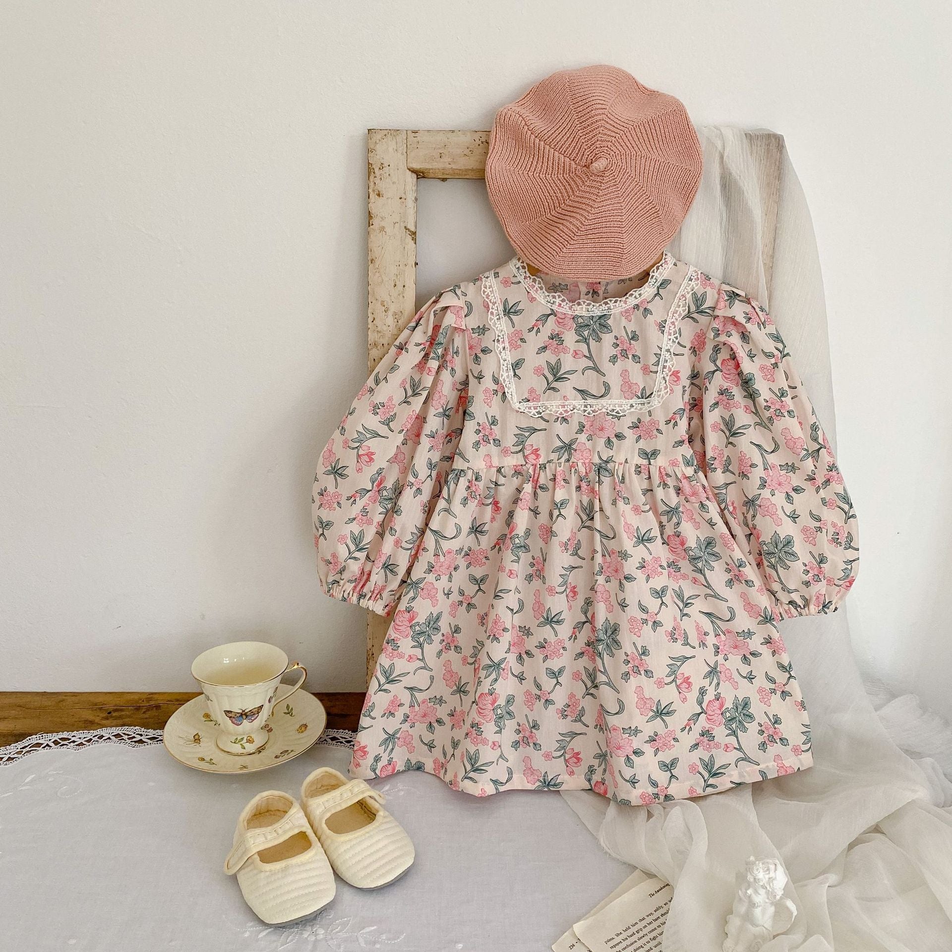 Baby Girl Flower Print Pattern Mesh Patchwork Design bodysuit or Dress, MyKids-USA®, Baby & Toddler Dresses, MyKids-USA - Size/Age - 66 (3-6M) - Color - Light Pink -  -  - JM2212101443-A.