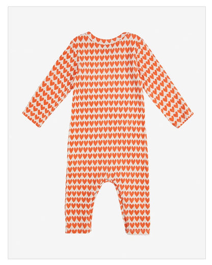 Baby Heart Print Pattern Envelope Collar Long Sleeve Romper My Kids-USA