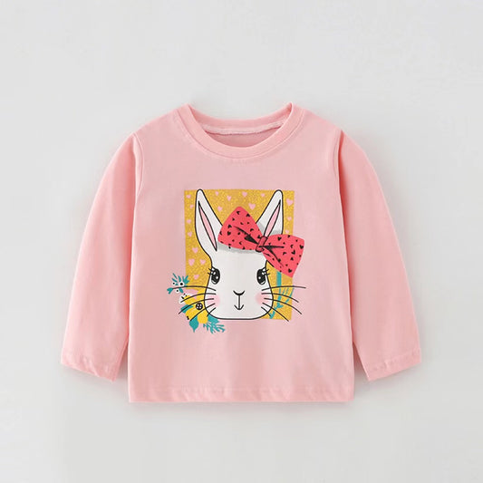 Baby Girl Cute Bunny Print Pattern Fashion Pullover Long Sleeve Hoodies