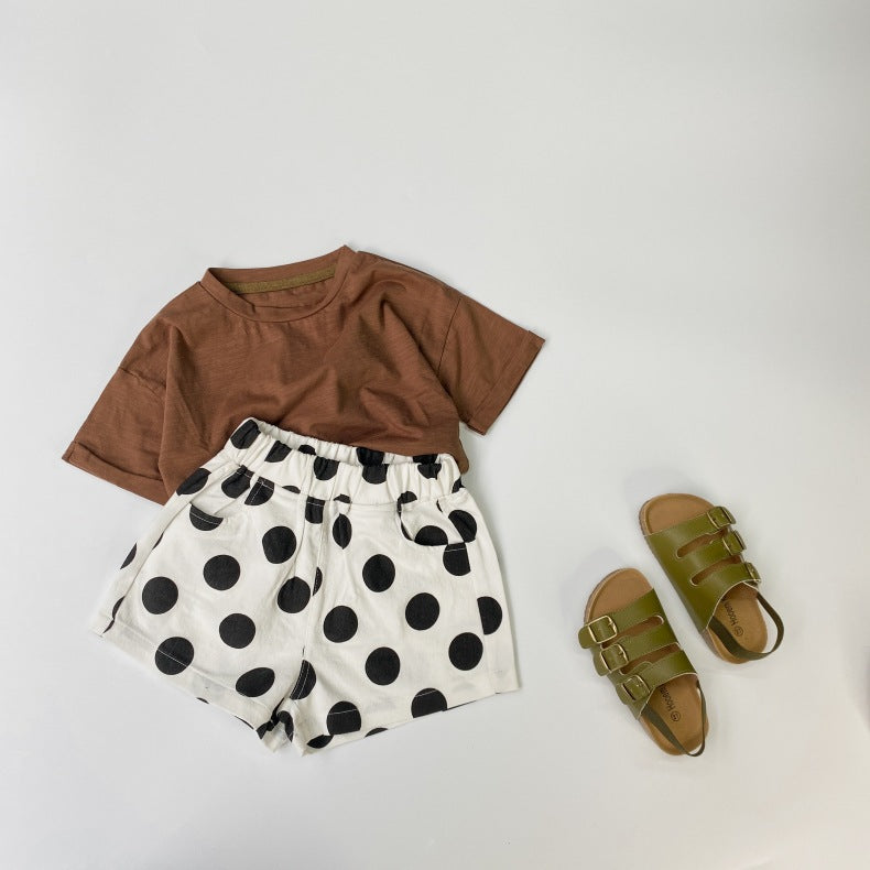 Baby Girl Polka Dot Pattern Basic Shorts With Pockets In Summer