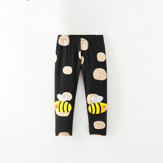 Baby Girl Polka Dot Pattern Bee Embroidered Design Pants Outfit