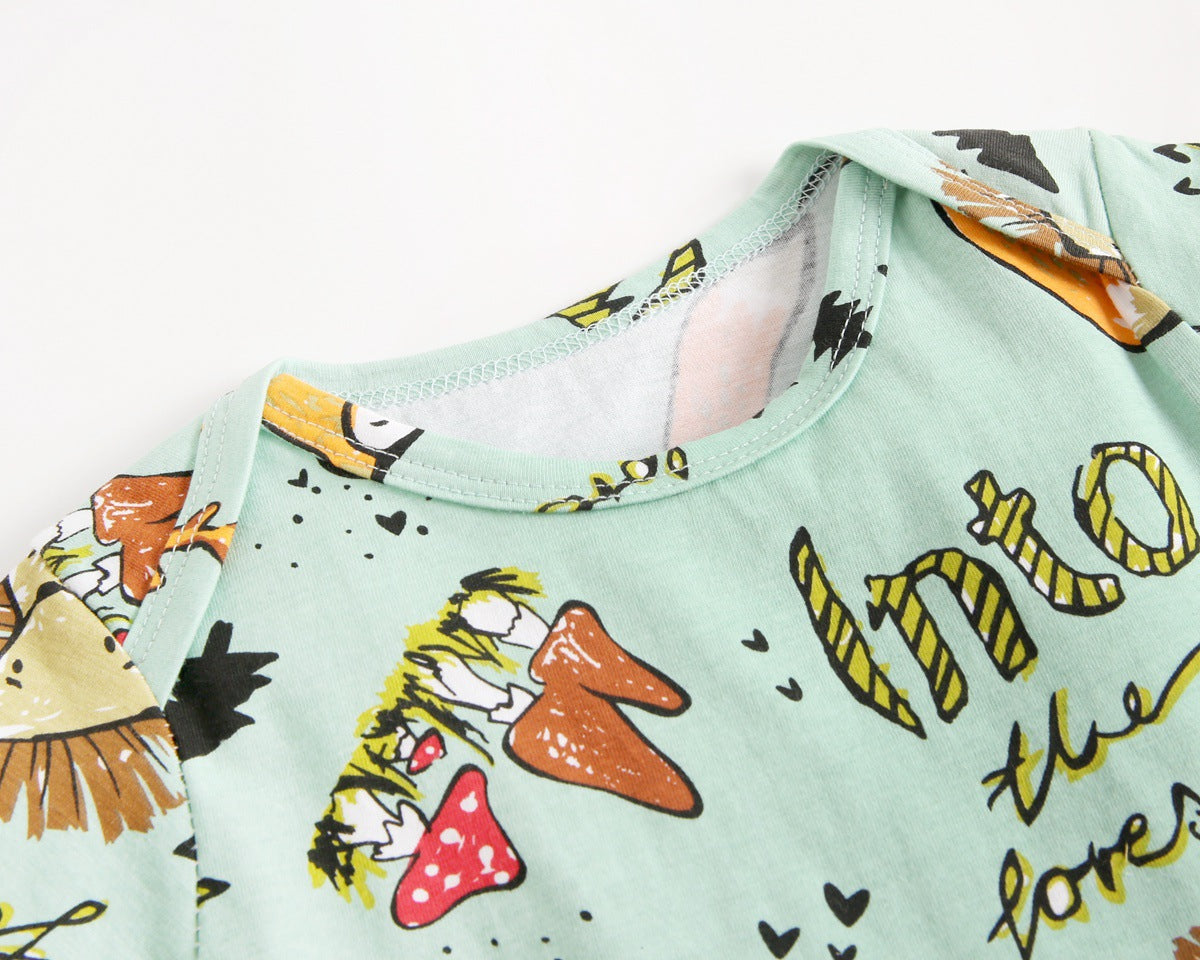 Baby Boy And Girl Animal Print Short-Sleeved O-Neck Lovely Onesies In Summer