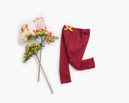 Baby Girl Solid Color Pants Leggings With Bow Decoration, MyKids-USA®, Baby & Toddler Bottoms, MyKids-USA - Size/Age - 66 (3-6M) - Color - Red -  -  - JM22040211349-C