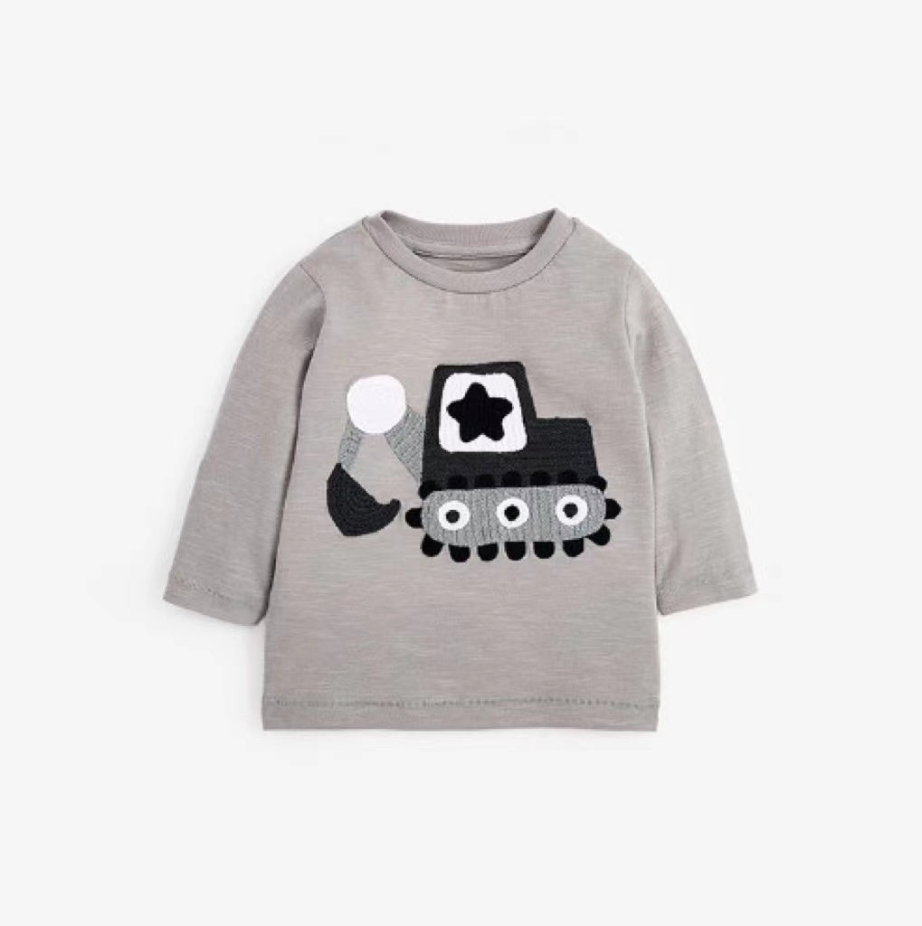 Baby Boy 1pcs Cartton Graphic Long Sleeved Pullover O-Neck Shirt My Kids-USA