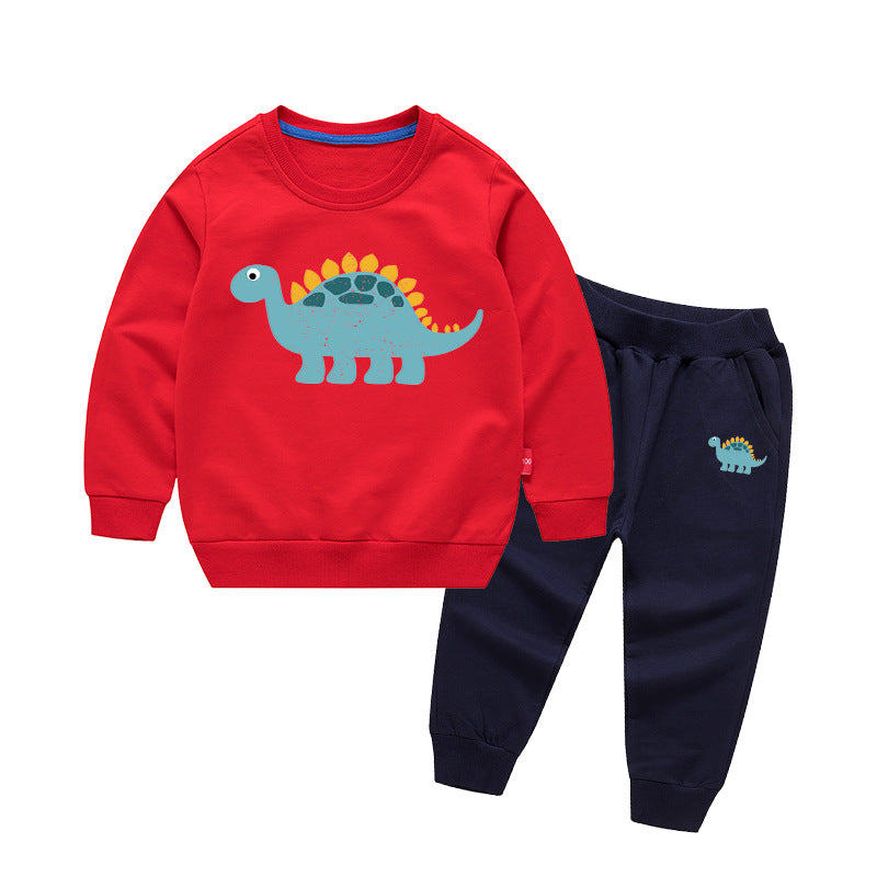 Baby Boy Cartoon Dinosaur Pattern Hoodie Combo Casual Pants Sport Style Sets My Kids-USA