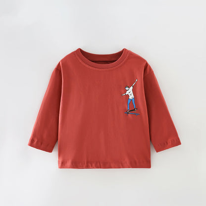Baby Boy Cartoon Pattern Solid Color Quality Shirt