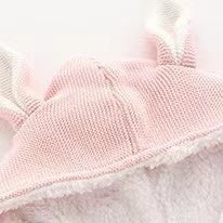 Baby Solid Color Bunny Ear Patched Hat Design Button Front Knitted Sweater Cardigan My Kids-USA