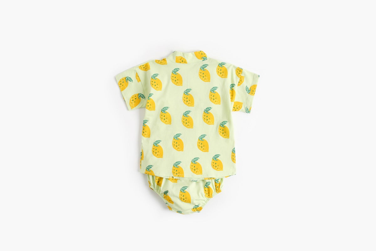 Baby Fruit Print Belt Design T-Shirt Combo Shorts 1-Pieces Sets My Kids-USA