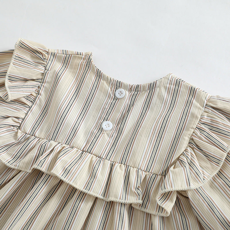 Baby Girl Striped Pattern Shirt Combo Shorts 1 Pieces Sets My Kids-USA