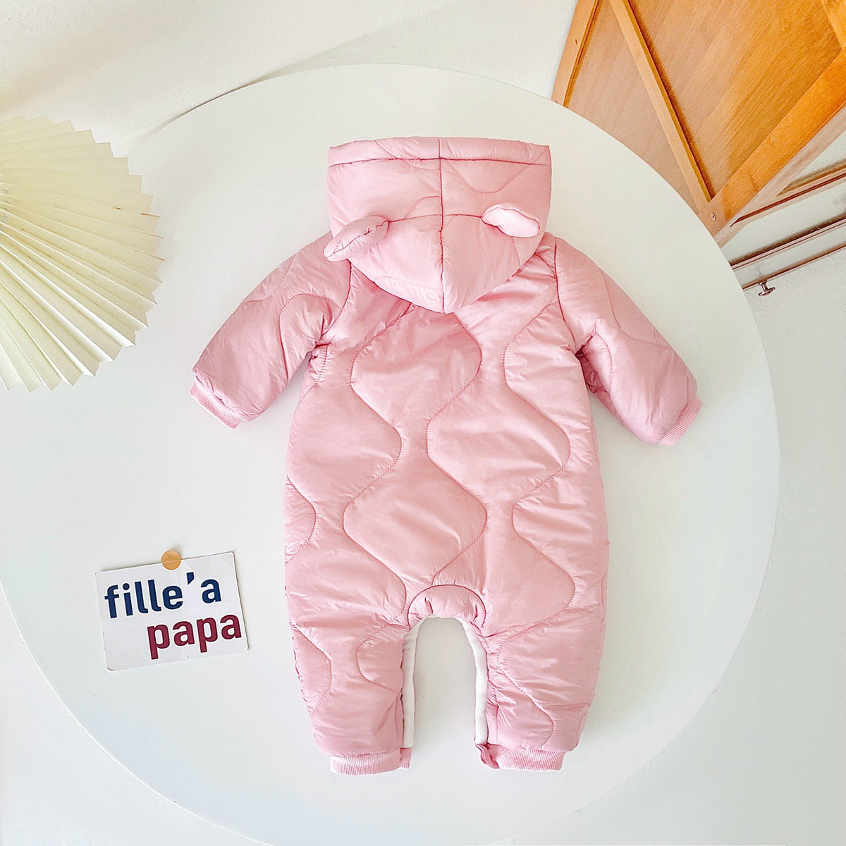 Baby Solid Color Thermal Cartoon Bear Shape Design Thickened Romper My Kids-USA