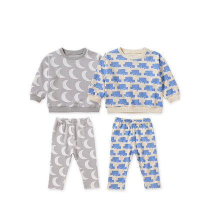 Baby All Over Print Pattern Hoodies Combo Pants Sets