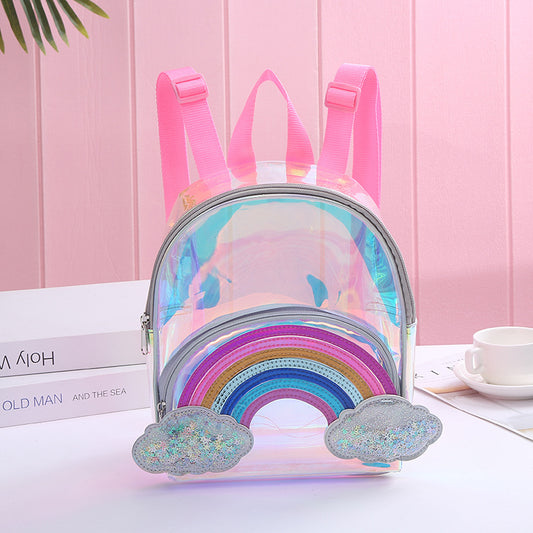 Children’s Rainbow Pattern Clear Color Laser Backpack My Kids-USA