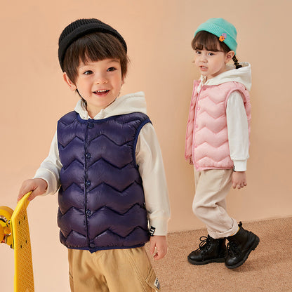 Baby Solid Color Quilted Thickened Vest Coat In Winter My Kids-USA