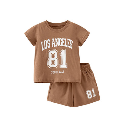 Baby Girl Print Pattern Short Sleeve Tee With Shorts Sets