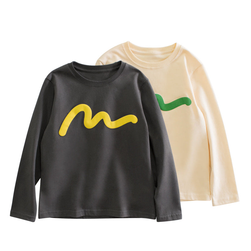 Children Simple Color Print Pattern Fashion Al Match Shirt