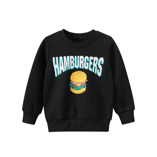 Baby Boy And Girl Hamburger Print Pattern Quality Sweatshirt