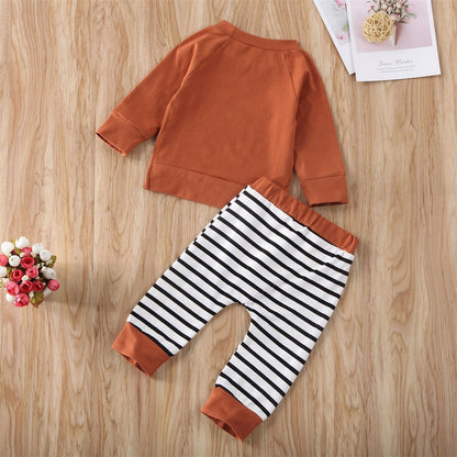 Baby Boy 2pcs Solid Color Hoodie Combo Striped Pattern Trousers Sets My Kids-USA