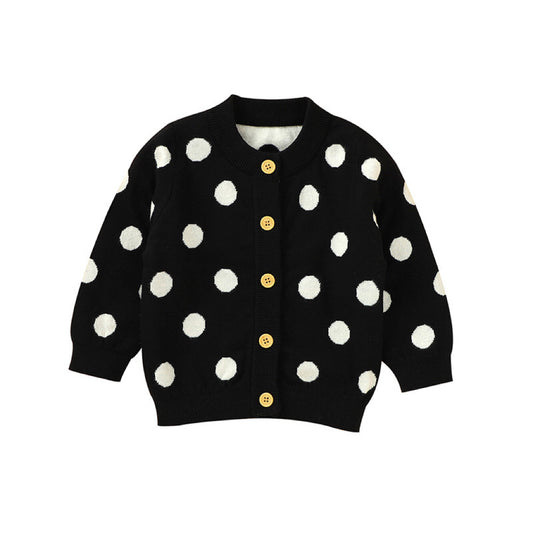 Baby Girl Polka Dot Pattern Single Breasted Design Knitted Lovely Cardigan, MyKids-USA®, Baby & Toddler Outerwear, MyKids-USA -  -  -  -  -  -  - .