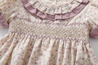 Baby Girls Floral Print Doll Collar Onesie With Headband In Summer, MyKids-USA®, Baby One-Pieces, MyKids-USA -  -  -  -  -  -  - 