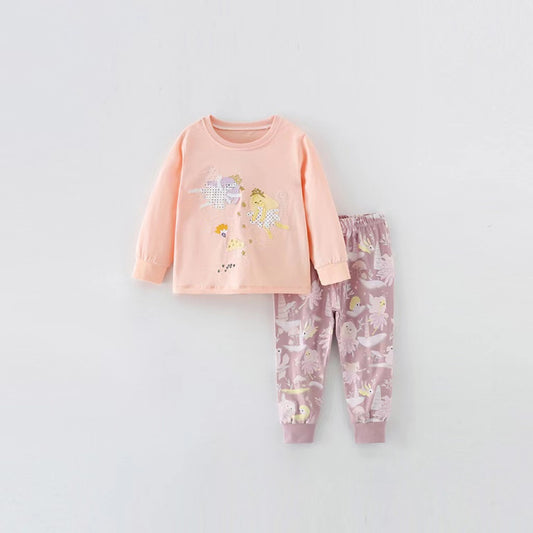 Baby Cartoon Pattern Long Sleeve Hoodie Combo Pants 1 Pieces Autumn Sets