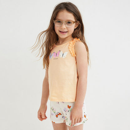 Baby Girl Cute Print Pattern Sleeveless Crewneck T-Shirt Summer Sets