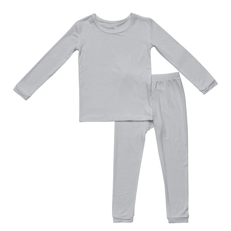 Baby Solid Color Long Tops Combo Pants Home Clothes Sets My Kids-USA