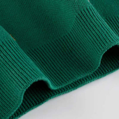 Girls Dot Round Collar Long Sleeve Knitting Sweater