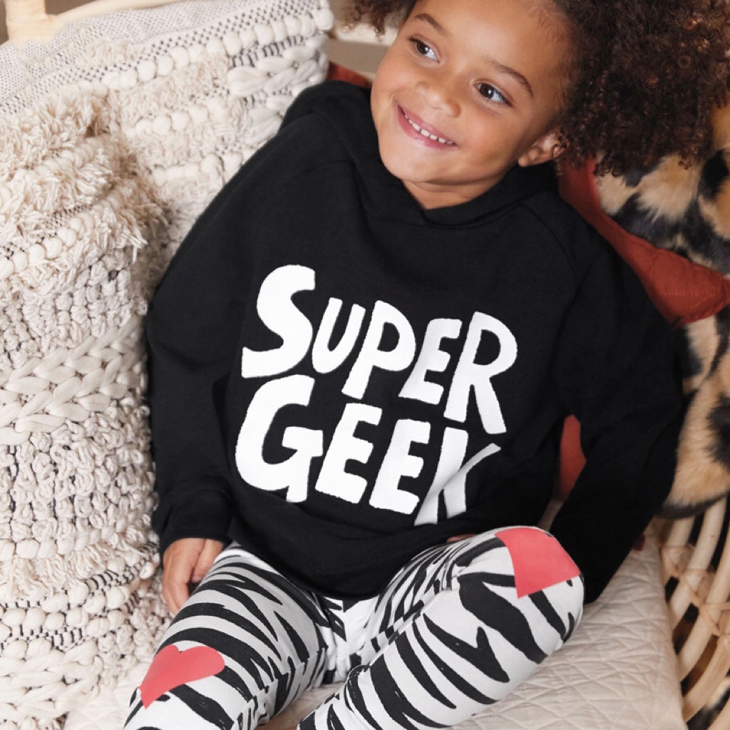 Baby Girl Slogan Graphic Cotton Hoodie With Hat Combo Zebra & Heart Pattern Pants Sets My Kids-USA