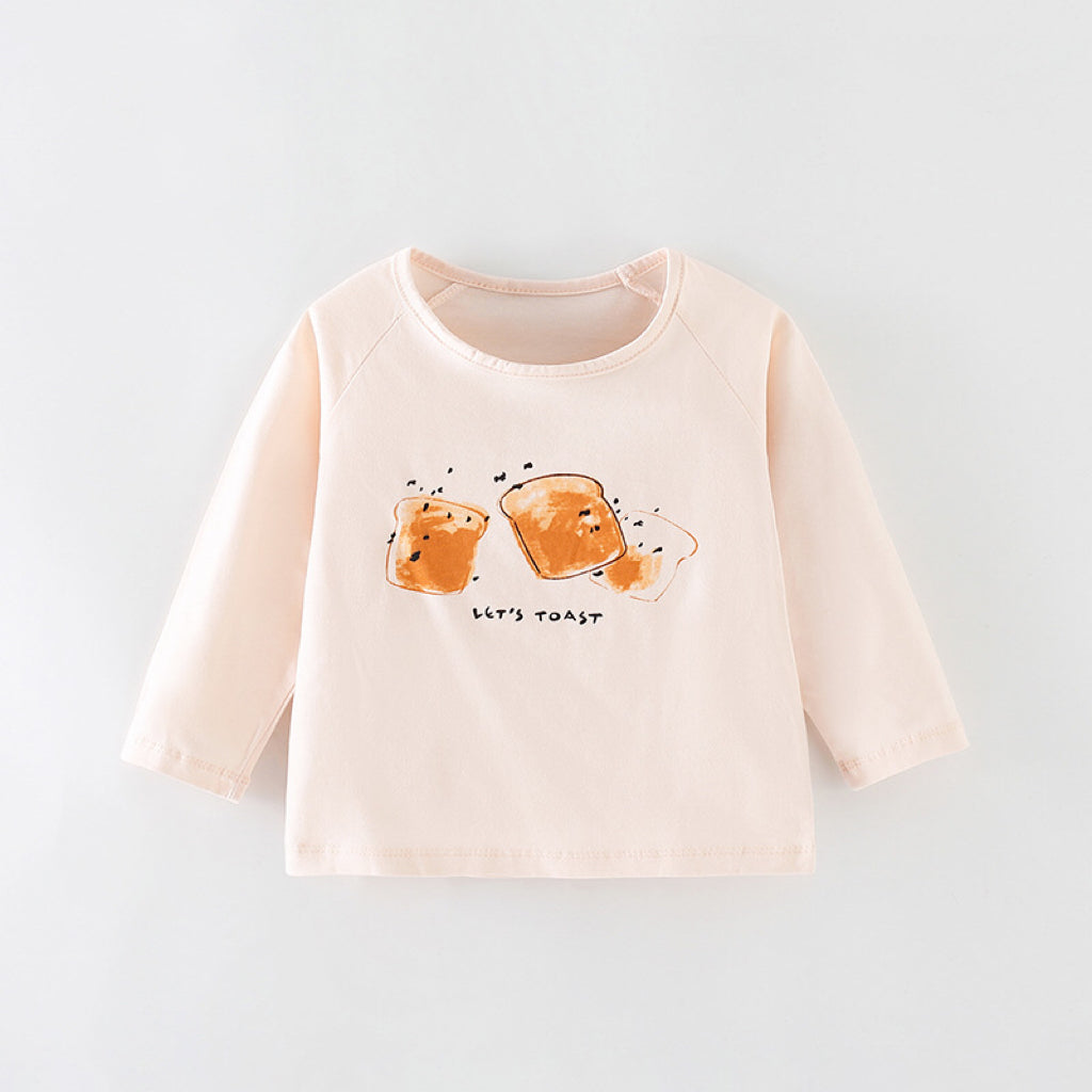 Baby Boy And Girl Bread Pattern Soft Cotton O-Neck Shirt My Kids-USA