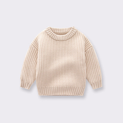 Suéter suelto de calidad de diseño tejido a mano de color sólido para bebé