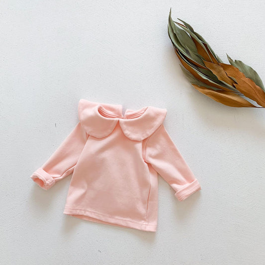 Baby Girl Solid Doll Collar Top, MyKids-USA®, Baby & Toddler Outerwear, MyKids-USA - Size/Age - 66 (3-6M) - Color - Pink -  -  - SH2201181859-A.