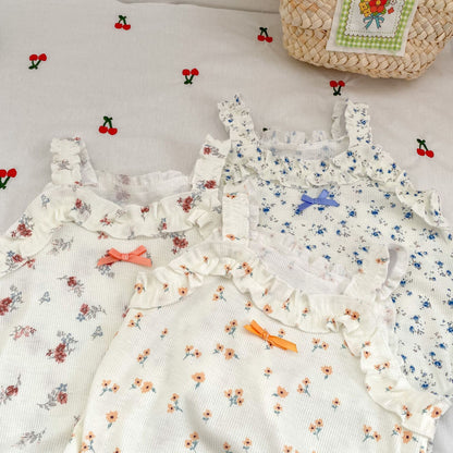 Baby Floral Graphic Thin Style Sling Cotton Onesies
