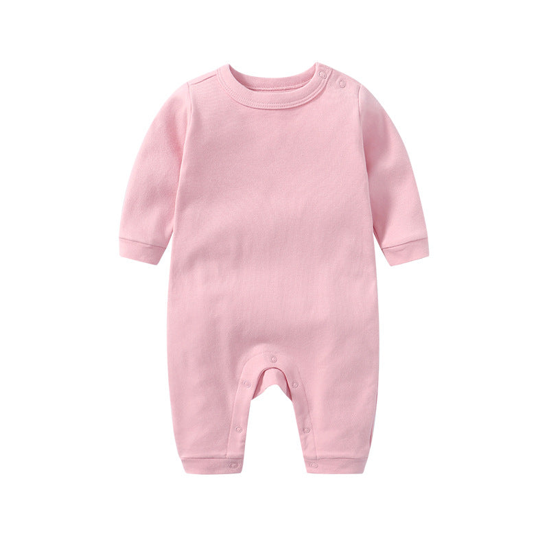 Baby Solid Color Long Sleeve Soft Cotton Rompers Home Clothes