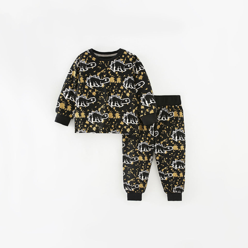 Baby Boy Dinosaur Print Pattern O-Neck Hoodie With Pants Fashion Sets
