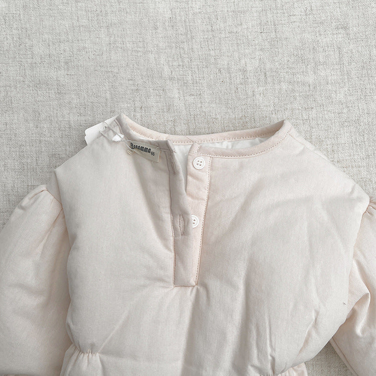 Body de invierno de manga larga acolchado térmico de color liso para bebé 