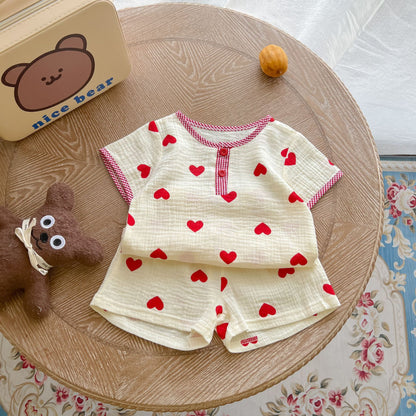 Baby Print Pattern T-Shirt Combo Shorts In Summer Sets My Kids-USA