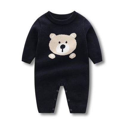 Baby Cartoon Bear Pattern Long Sleeve Quality Romper