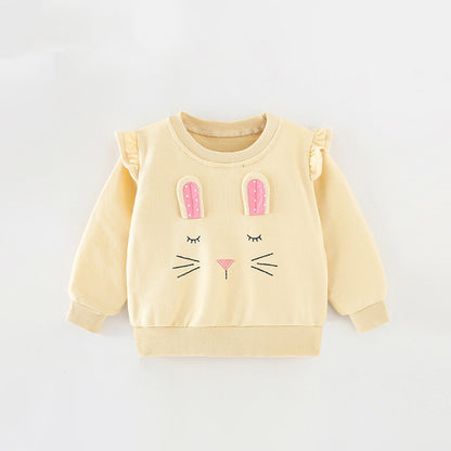 Baby Girl Bunny Graphic Little Butterfly Sleeve Design Cute Hoodie