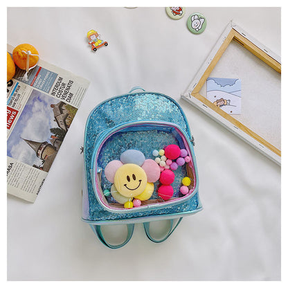 Children Girl Sequins Patched Design Cute Quality Backpack