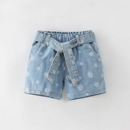 Baby Girl All Over Flower Pattern Casual Shorts In Summer
