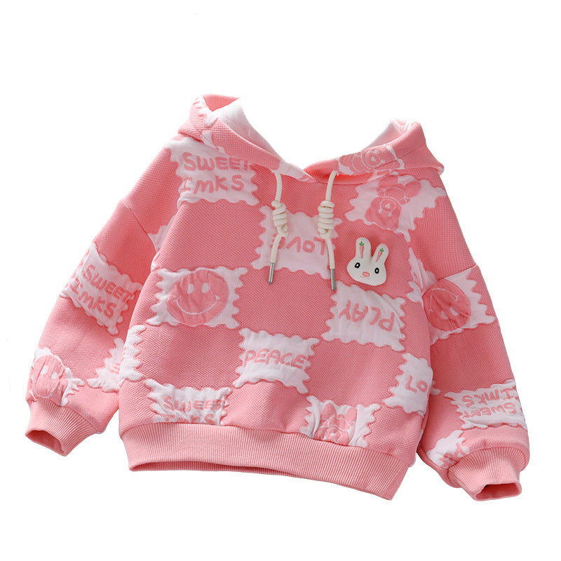 Baby Girl Slogan Print Pattern Long Sleeve Hooded Sweatshirt My Kids-USA