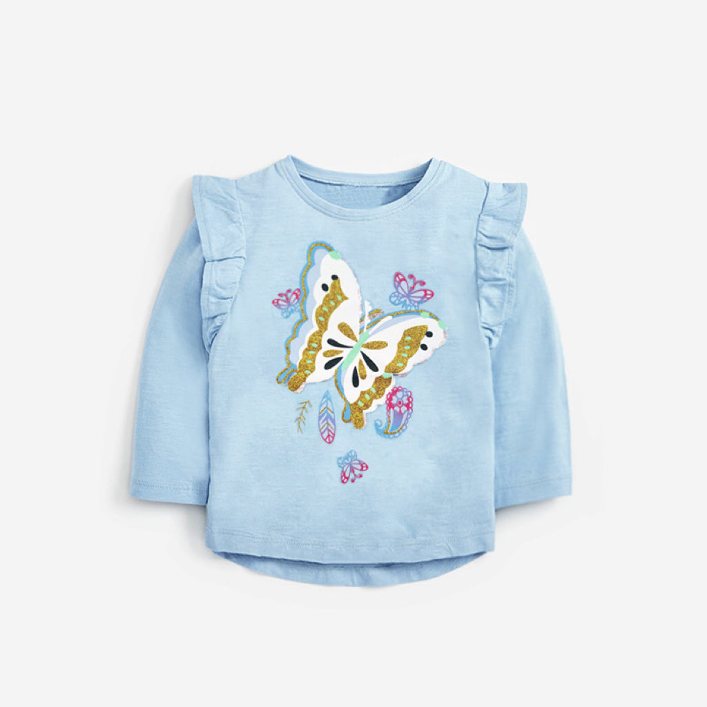Baby Girl Butterfly Patches Pattern Lace Design Pullover Shirt