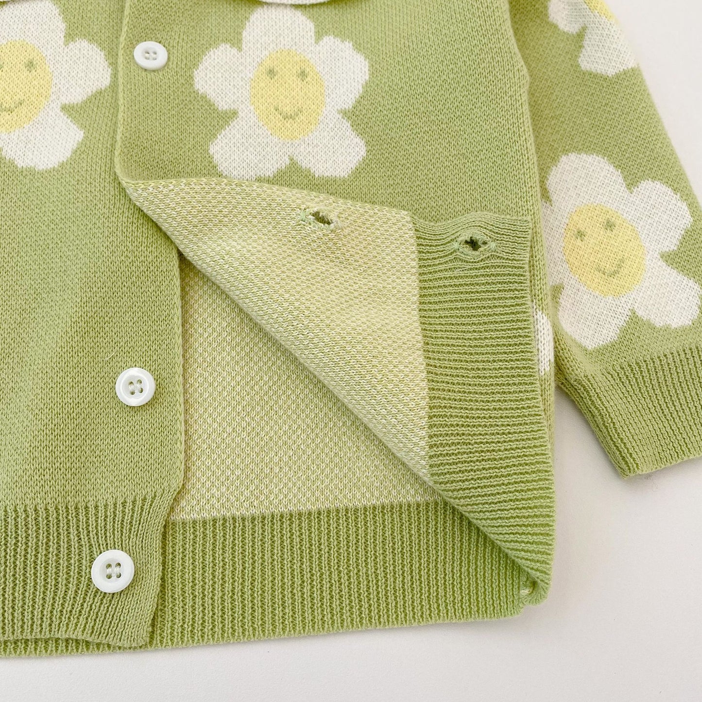 Baby Girl Flower Pattern Colorblock Design Knit Cardigan