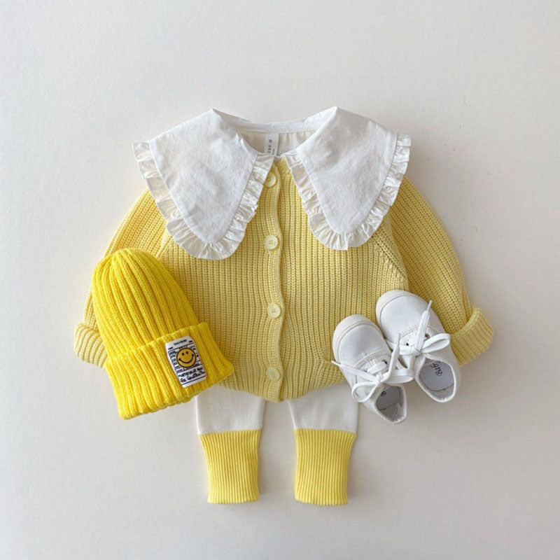 Baby Girl Candy Color Patchwork Design Tight Bottom Pants In Spring & Autumn Outfit Wearing
