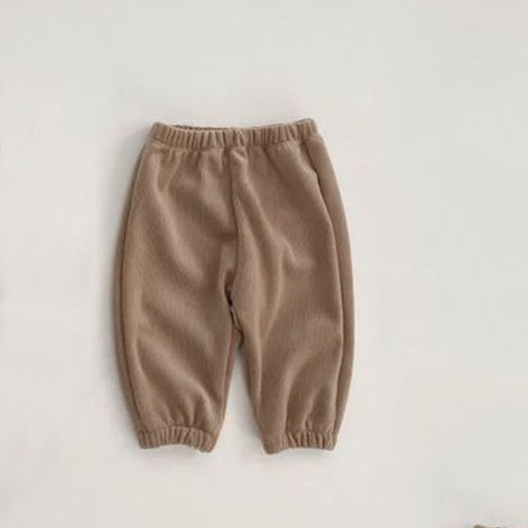 Pantalones de linterna térmica de forro polar de color liso para bebé en otoño invierno 