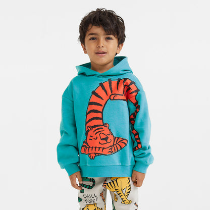 Baby Boy 1pcs Cartoon Animal Pattern Composite One Piece Fleece Sweatshirt My Kids-USA