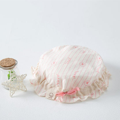 Baby Printed Pattern Ruffle Design Hats With Bow Decoration