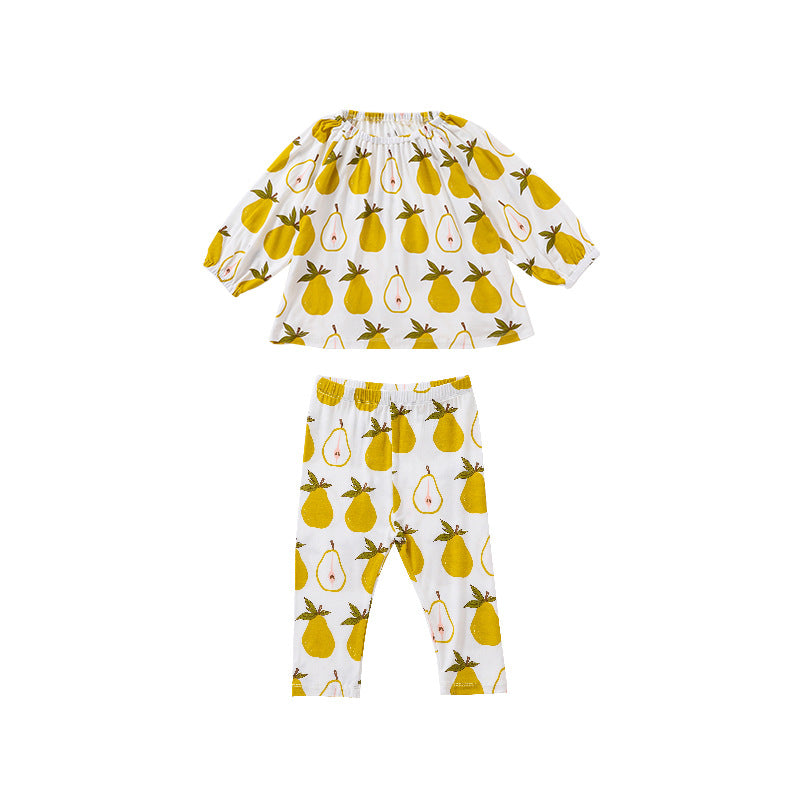 Baby Fruits Or Butterfly Pattern Cotton Tops Combo Pants Sets My Kids-USA
