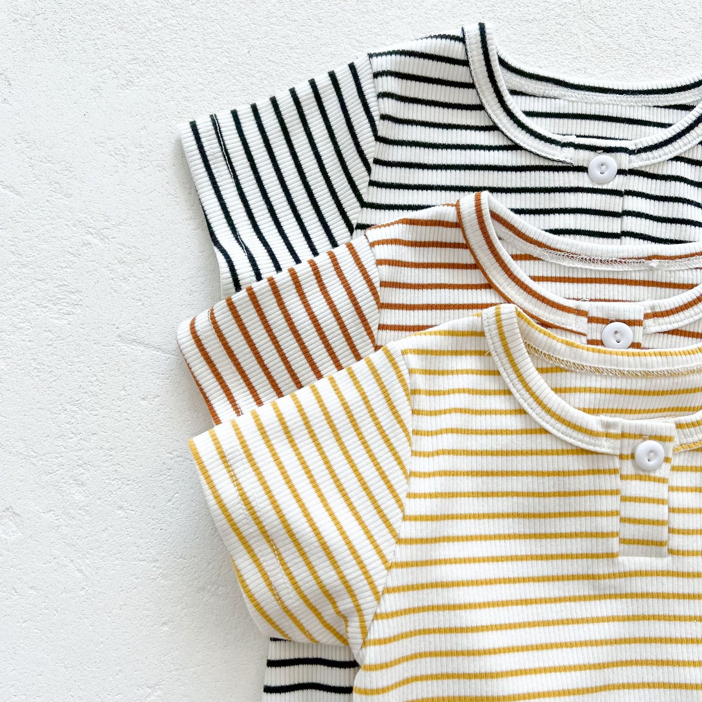 Baby Girls Round Collar Short-Sleeved Stripped Onesies, MyKids-USA®, Baby One-Pieces, MyKids-USA -  -  -  -  -  -  - 